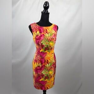 Vintage Dress John Robert’s Sleeveless Dress Size 8 Pink + Orange